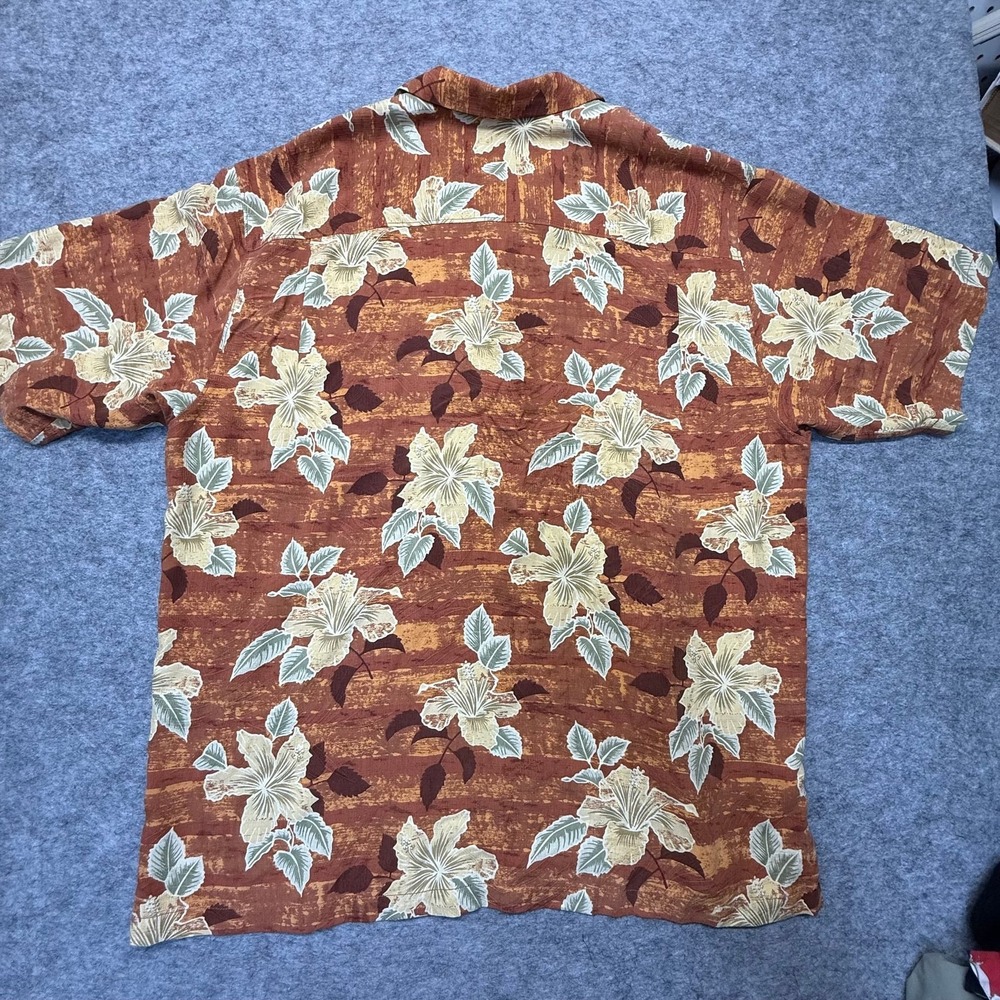 Tommy Bahama Button-Up Men XL Floral Silk Brown Hawaiian. English. SEO. - Picture 6 of 10